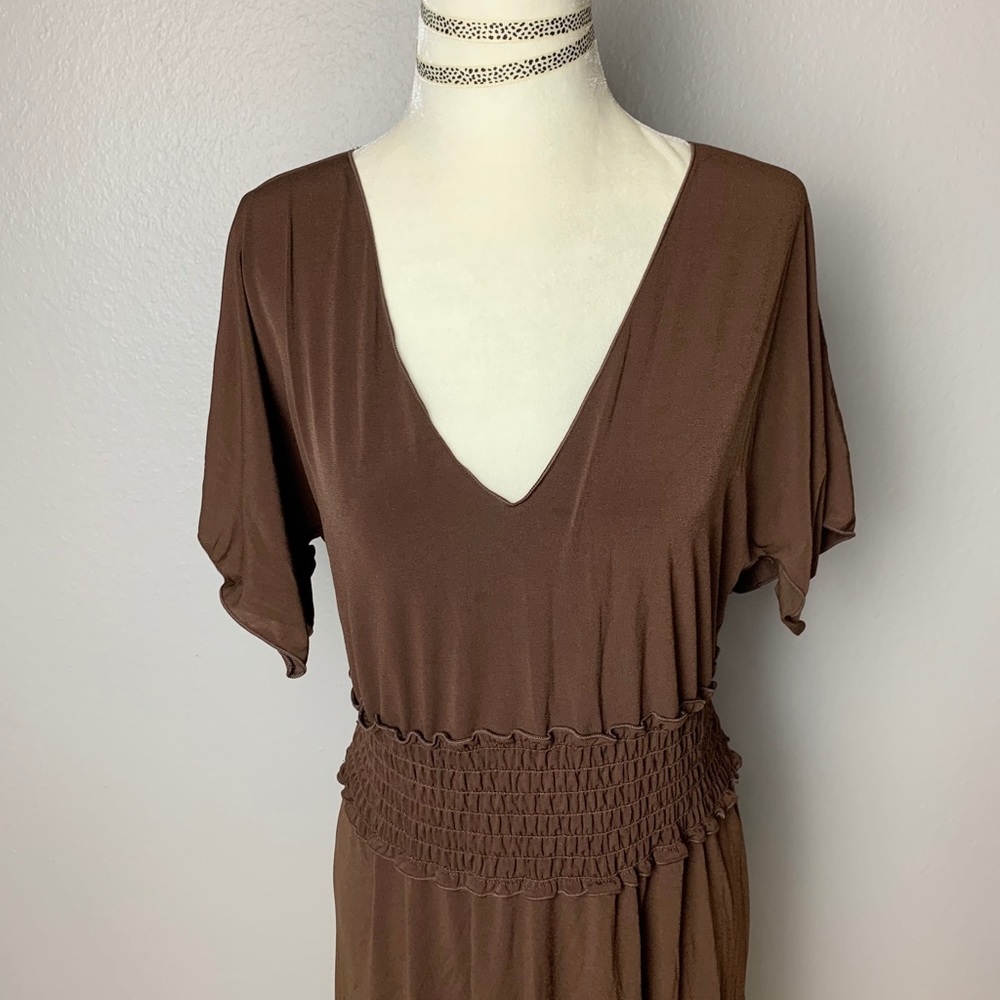 Studio M Brown Stretchy Flowy Dress - Picture 2 of 9